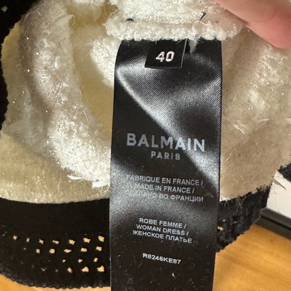 Balmain Embellished Black & White Tweed Mini Dress Size 40 – Like New - Picture 15 of 16